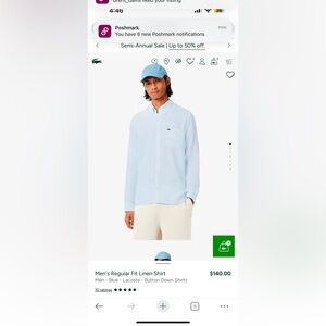 LACOSTE LINEN SHIRT REGULAR FIT FOR MEN